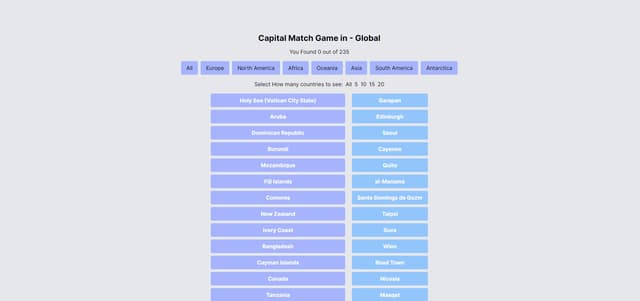 Capital Match Game